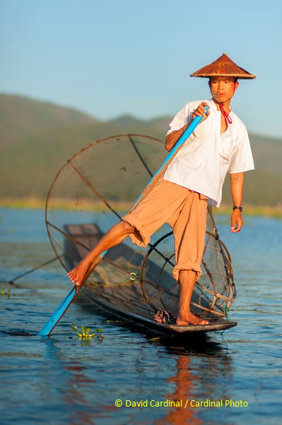 Ithar fisherman on Inle lake at sunset, Myanmar during Cardinal Photo Tour